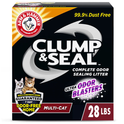 Clump & Seal Cat Litter with Ultra Odor Blasters, Multi-Cat Formula, Scented, 28 Lbs