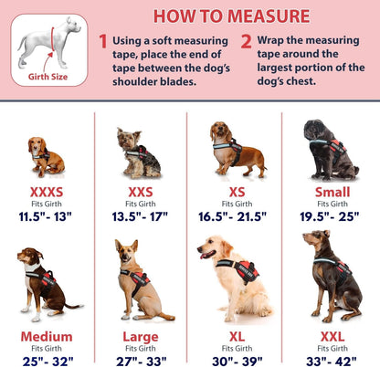 Service Dog in Training Vest Harness, Small 19.5-25 in Red | Durable & Adjustable Vest for Dog with Reflective Straps, Removable Patches, Handle & D-Ring, Travel and Daily Use