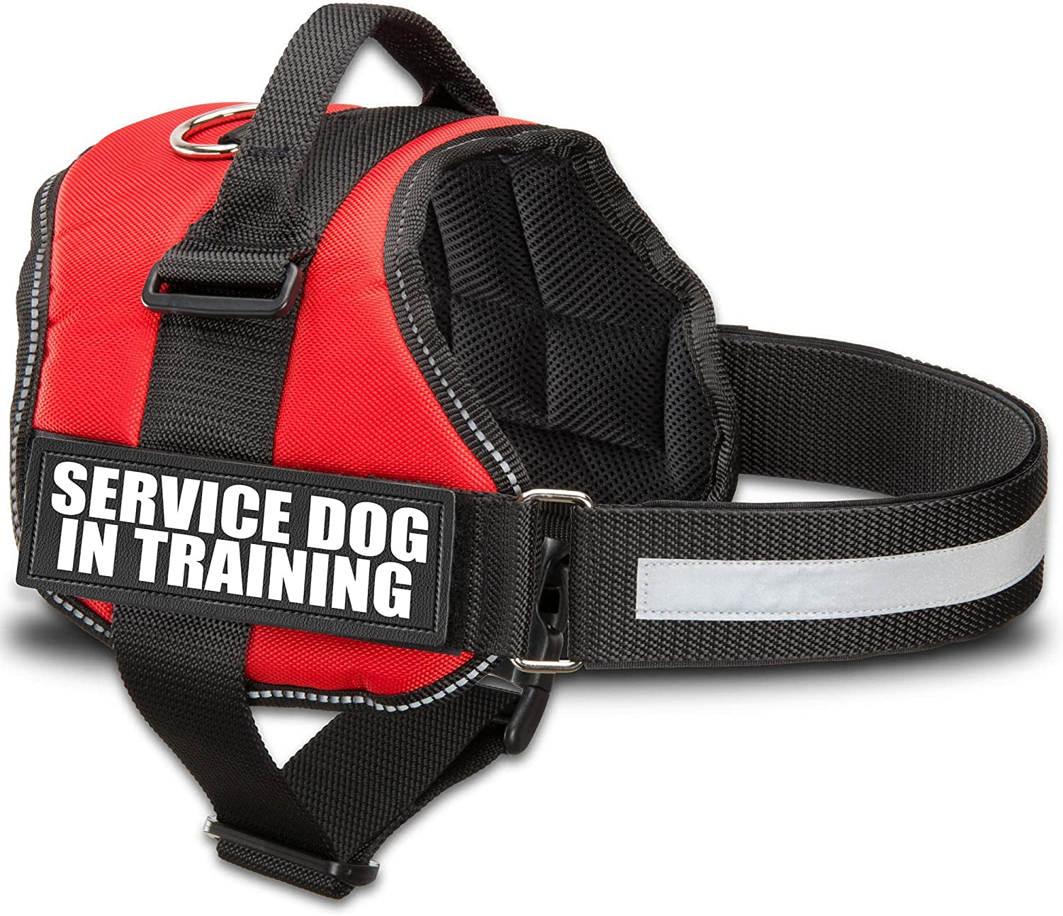 Service Dog in Training Vest Harness, Small 19.5-25 in Red | Durable & Adjustable Vest for Dog with Reflective Straps, Removable Patches, Handle & D-Ring, Travel and Daily Use