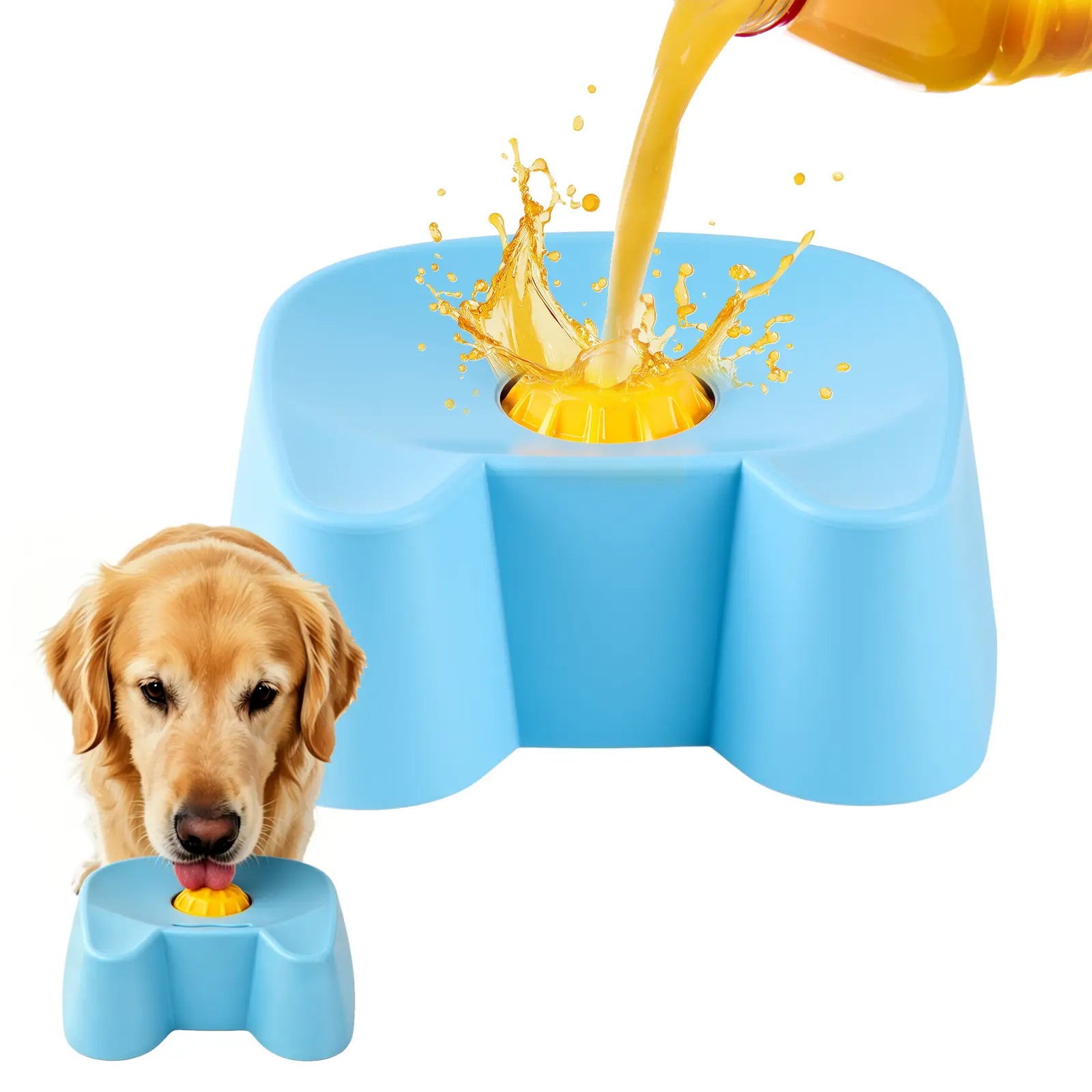 Silicone Slow Feeder Bowls for Dogs - Non-Skid Ball-In Lick Design, 3/4 Cup Capacity Wet Food Feeder, Anxiety Relief Bowl/Dish for Bone Broth & Yogurt, Interactive for Small-Large Dogs (Blue) - Mid Year Sale Tiktok Shop Midyeardeals